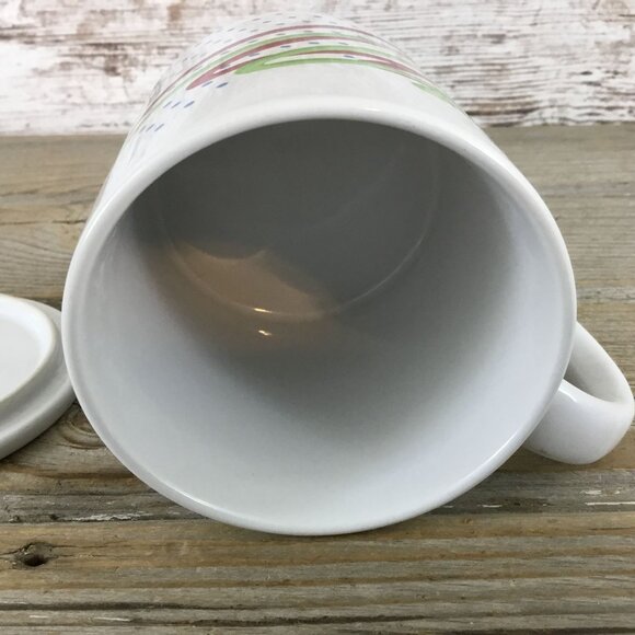 Vintage FTD Especially For You Coffee Mug with Lid Polka Dot Red Green Scribble - Picture 6 of 8
